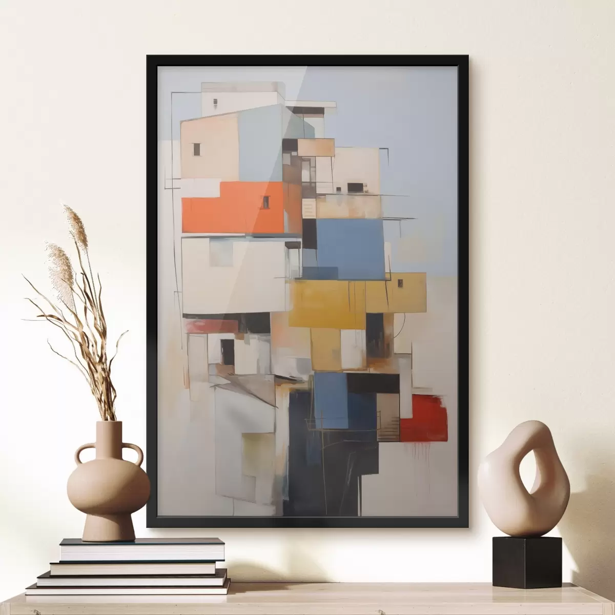 Poster Abstract huis imitatieschilderij f44645