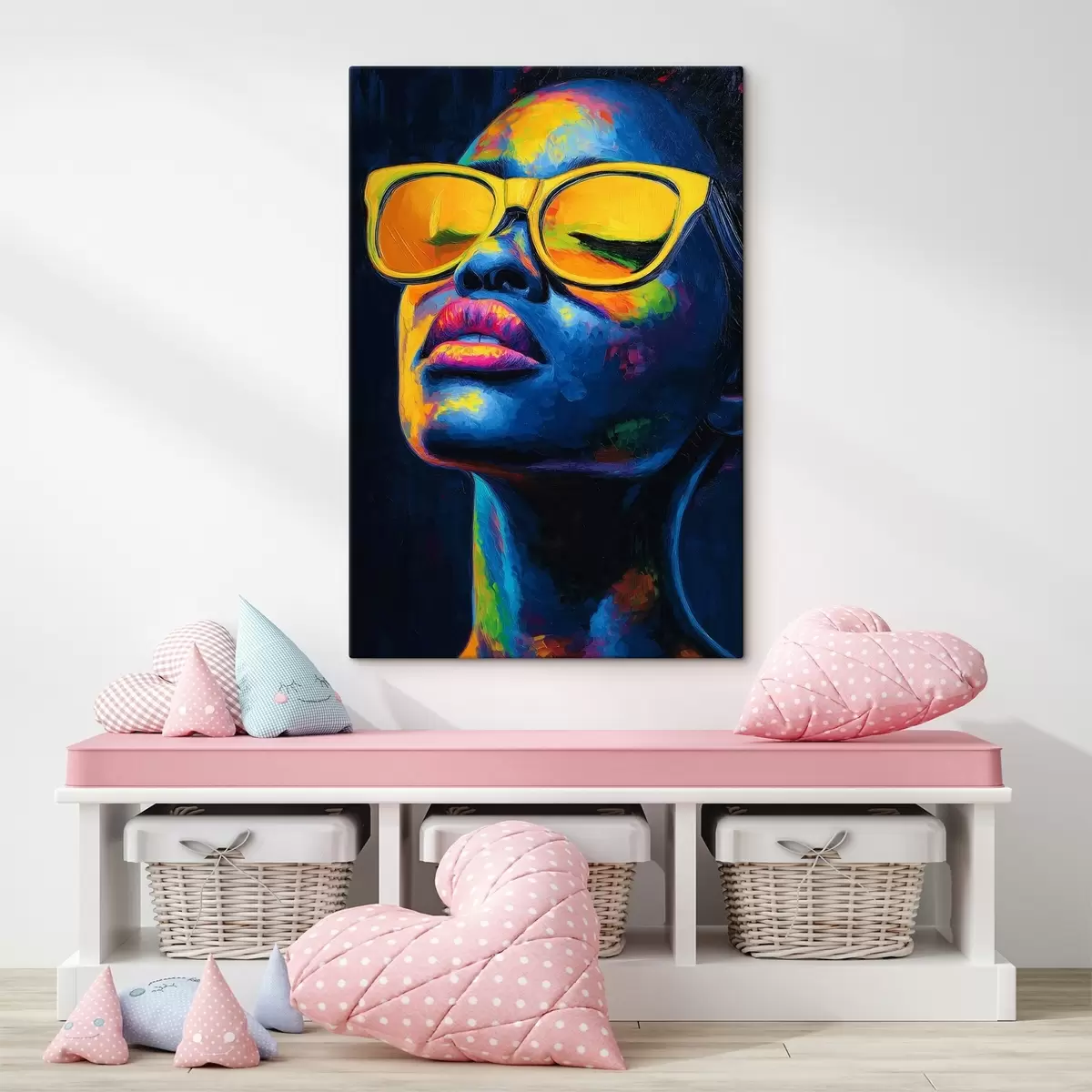  Peintures Fille avec des lunettes jaunes s44621