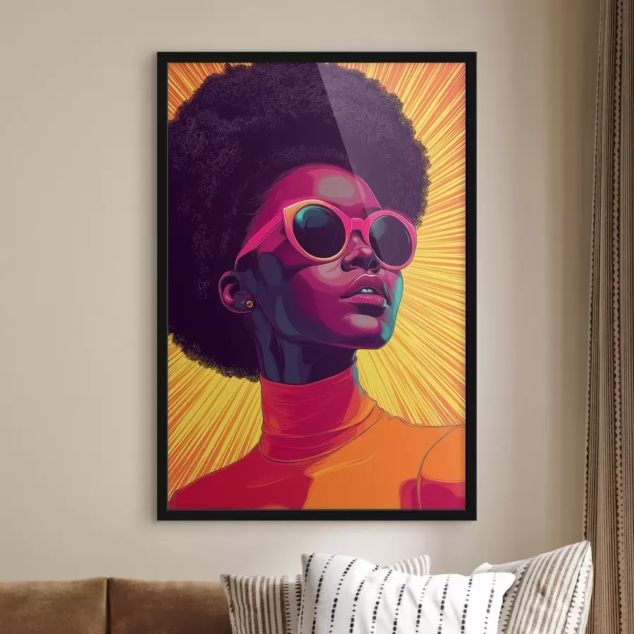 Fotobehang Meisje met bril, pop-art f44620