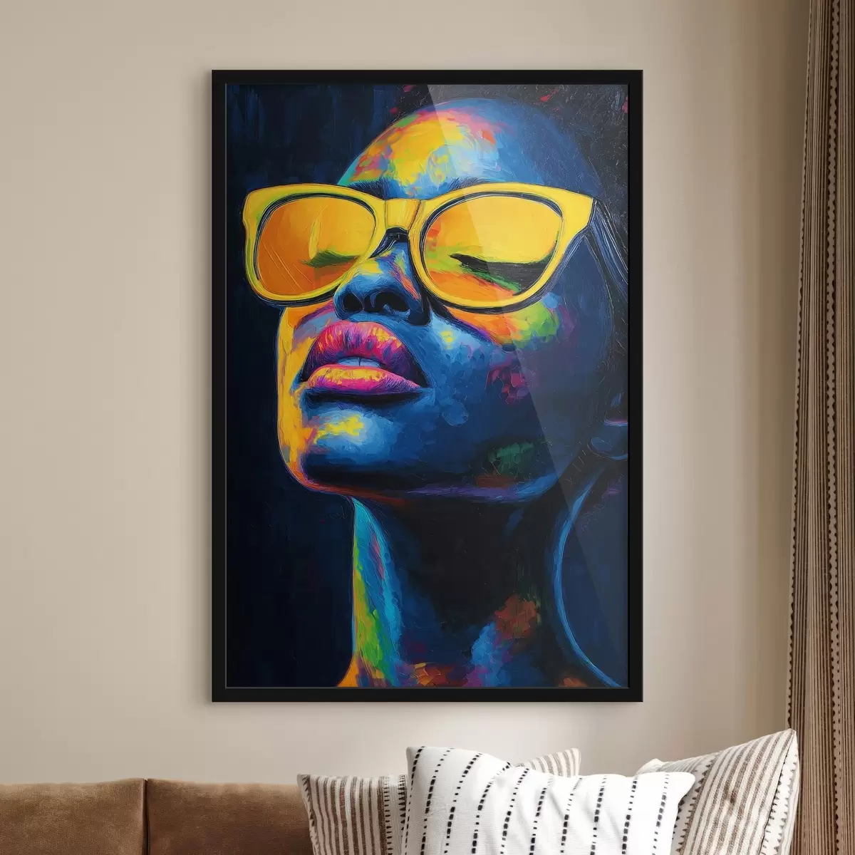 Poster Meisje met gele bril f44621