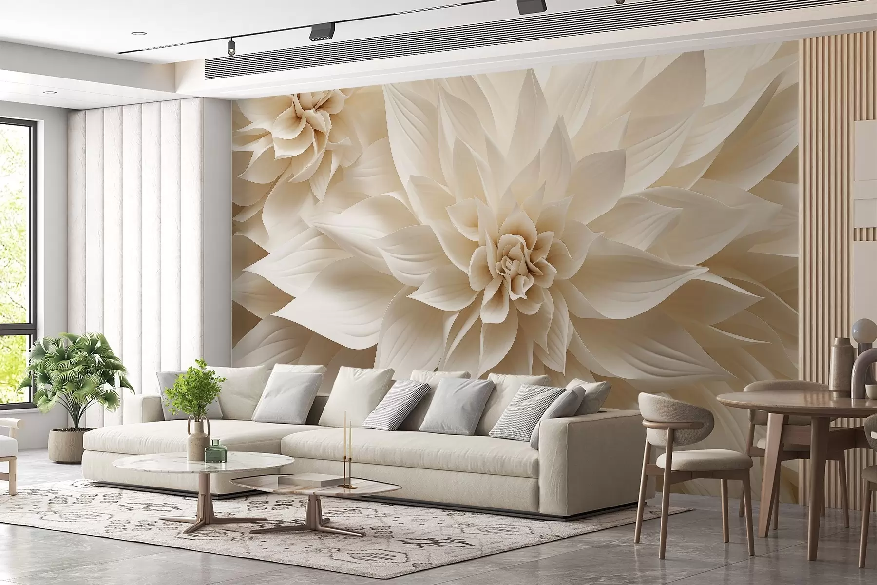 Fotobehang Volumetrische bloemen w09173