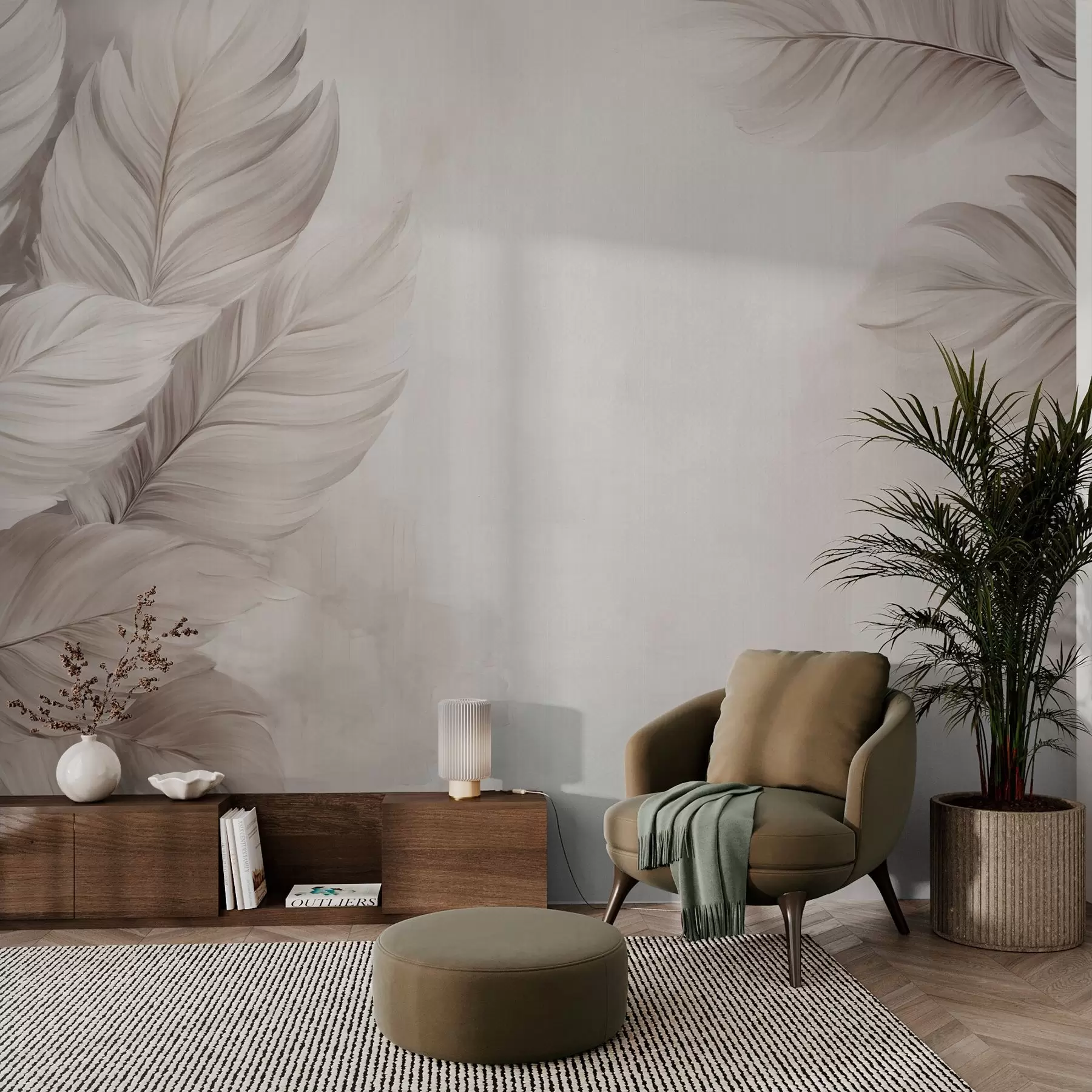 Papier peint photo Feuilles pastel w09175