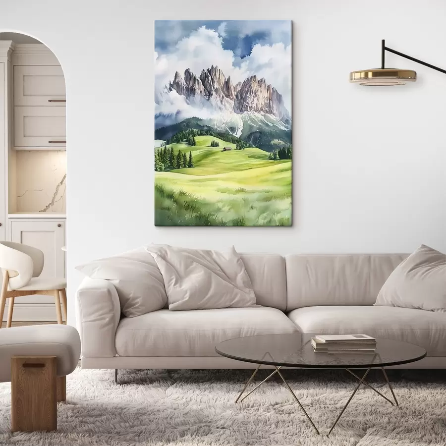  Peintures Dolomites, montagnes alpines, Italie, paysage, aquarelle s44601