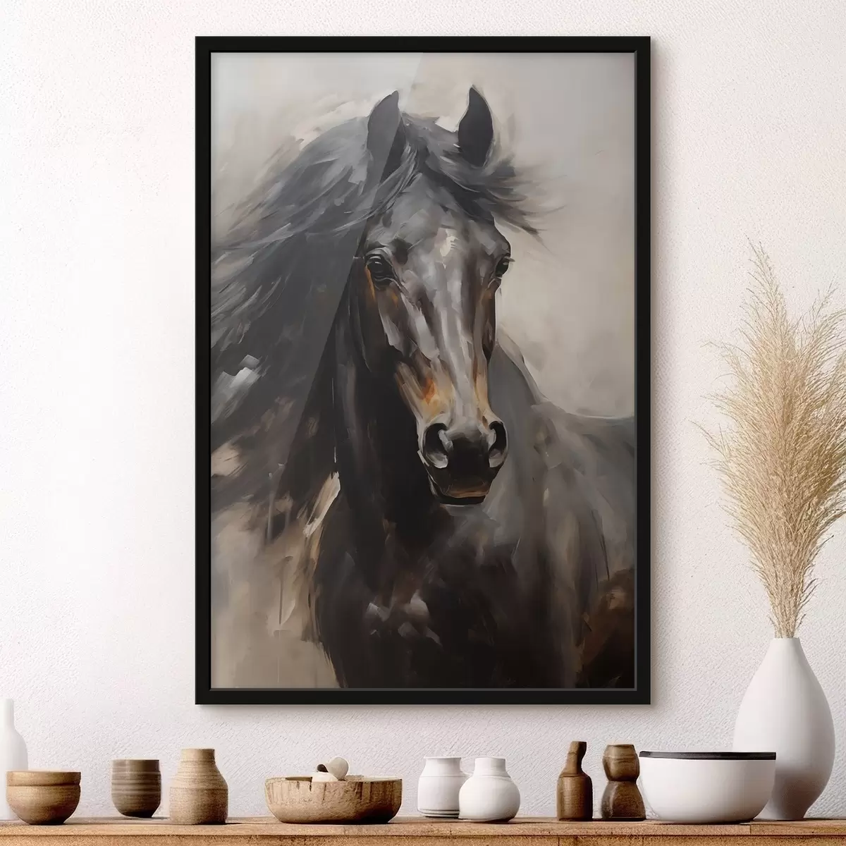 Poster Zwart Paard f44662