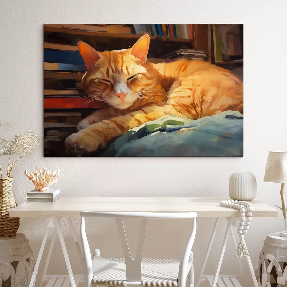  Schilderijen Kat en boeken s44656