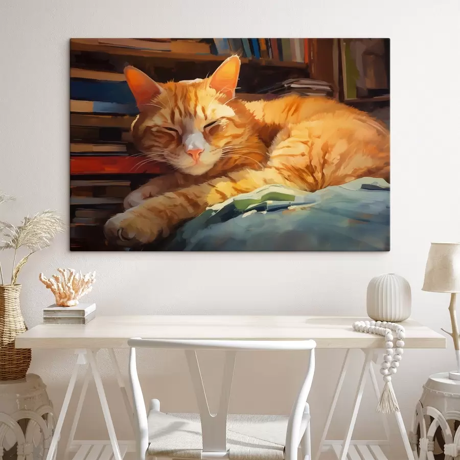  Schilderijen Kat en boeken s44656