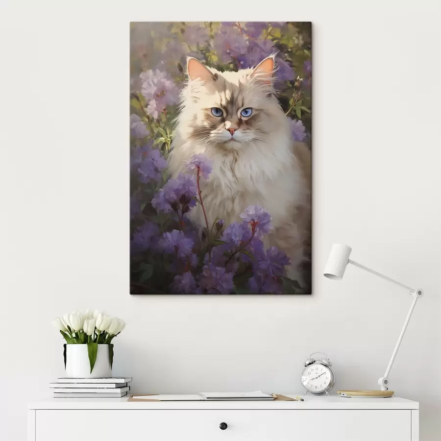  Peintures Chat en fleurs s44663
