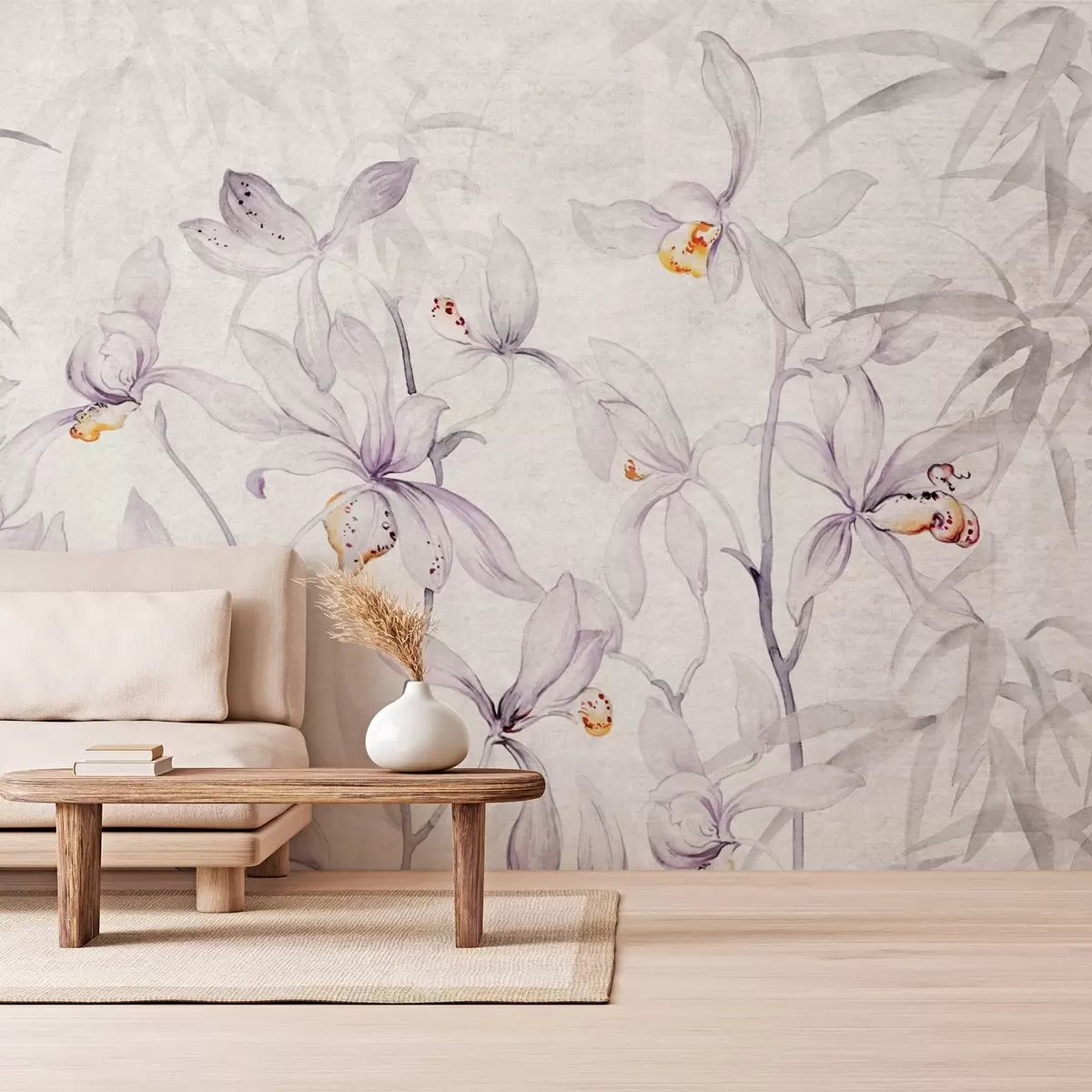 Fotobehang Wilde orchideeën, paarse tinten w03933