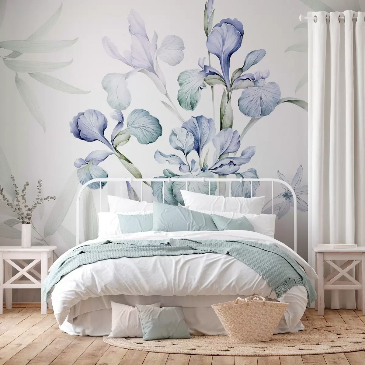 Fotobehang Delicate irissen imitatie van aquarel w03955