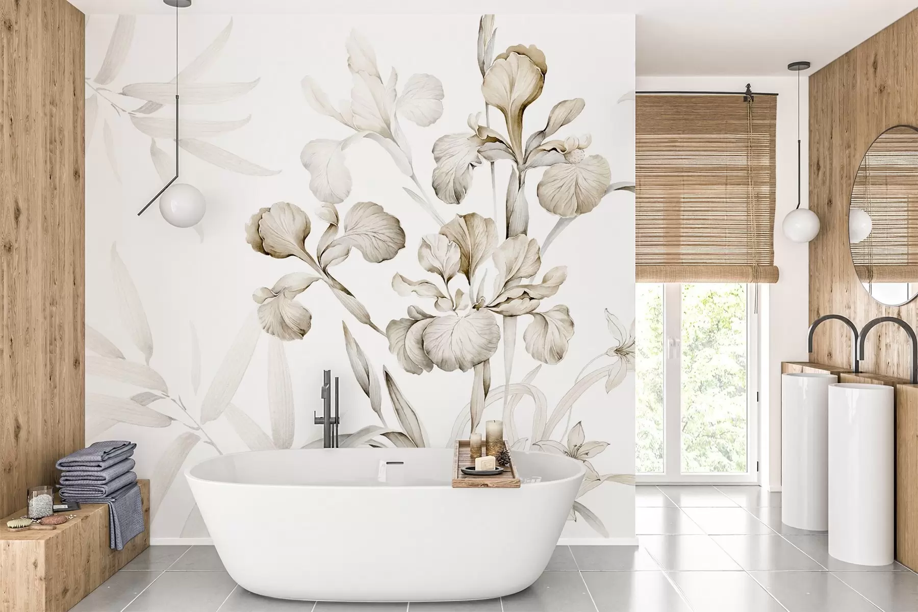 Fotobehang Irissen, beige tinten w03955v2