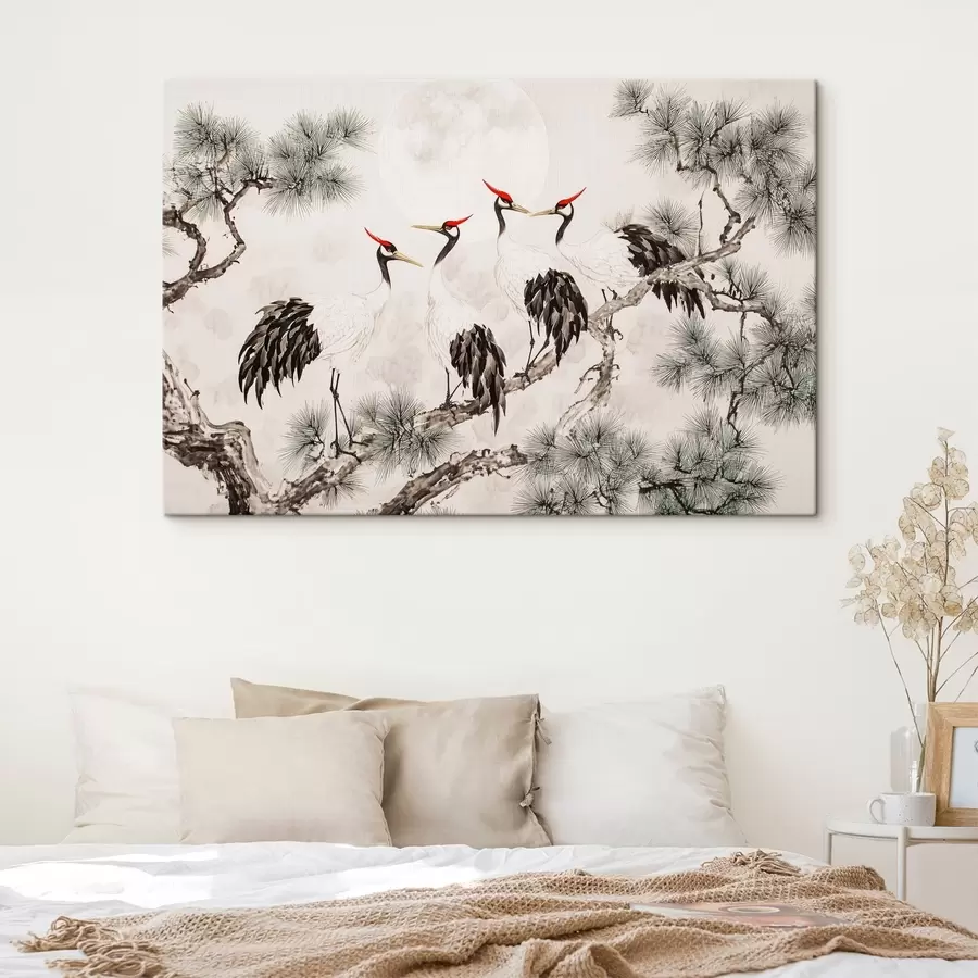 Schilderijen Chinese kunst met kraanvogels en pijnbomen, oosterse stijl, natuur s44503