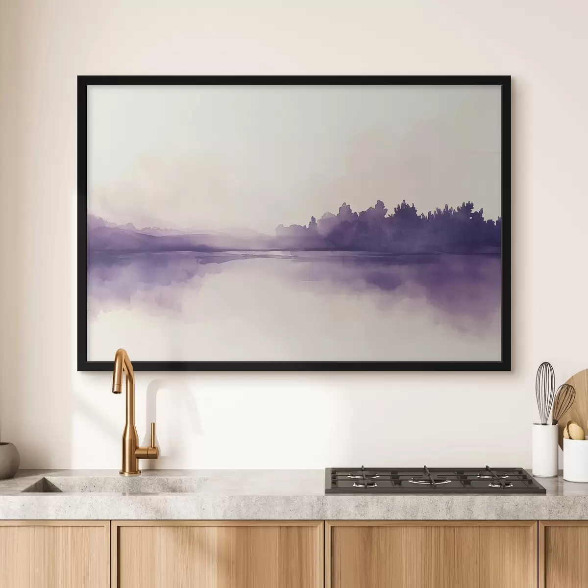 Poster Aquarelverf abstractie met paarse kleur f44504