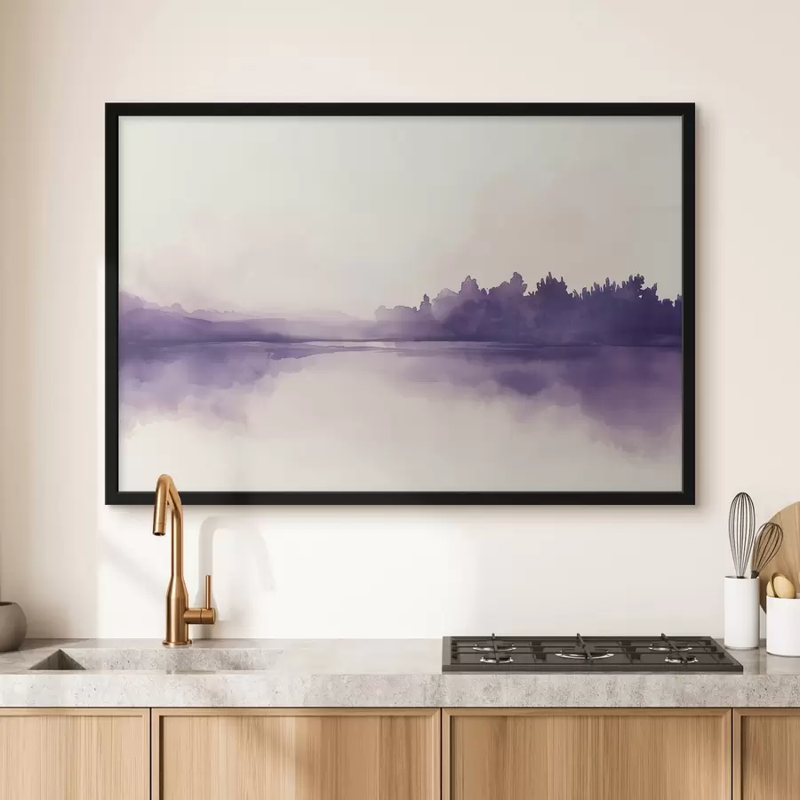 Fotobehang Aquarelverf abstractie met paarse kleur f44504