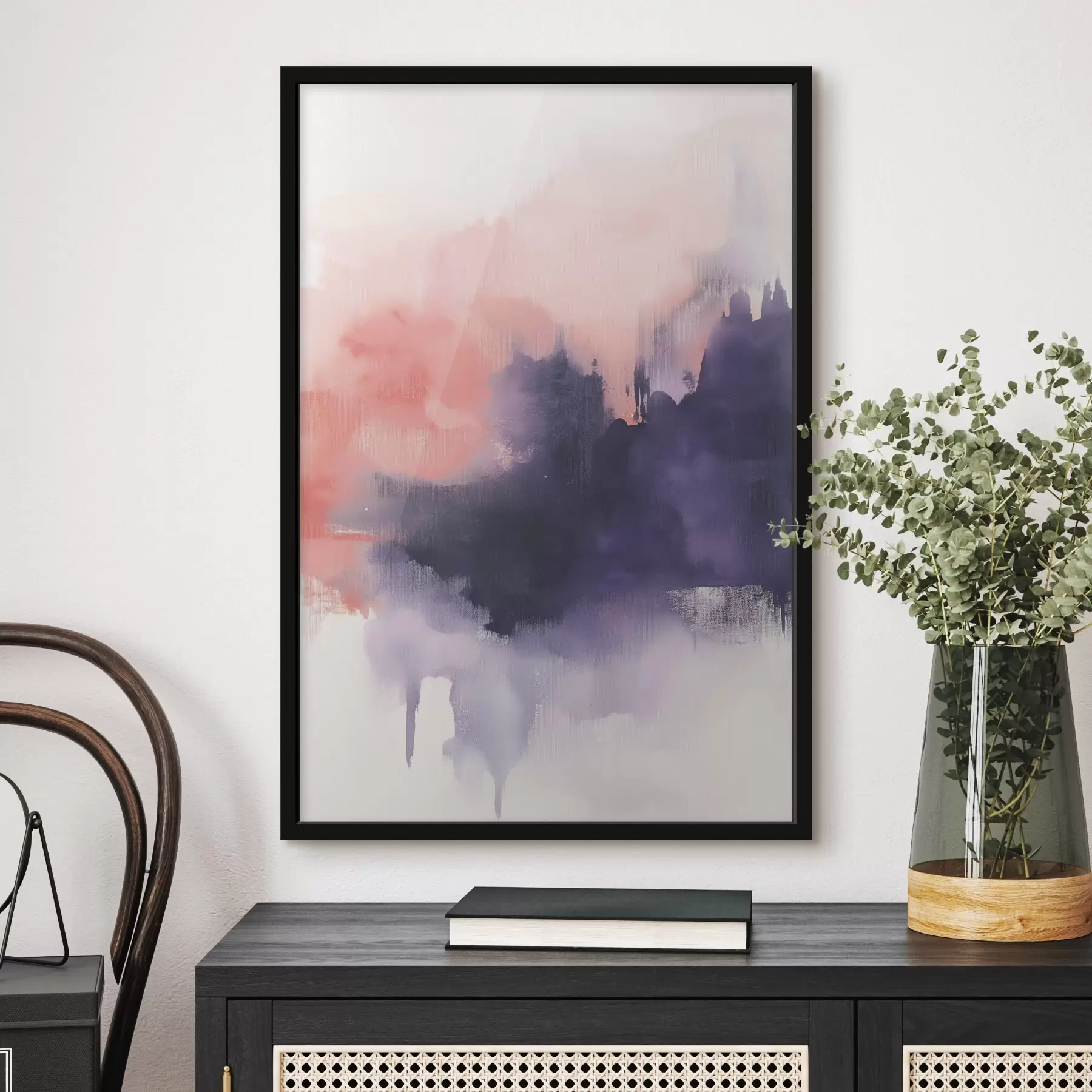 Fotobehang Abstractie in acrylstijl, penseelstreken, paars en roze f44507