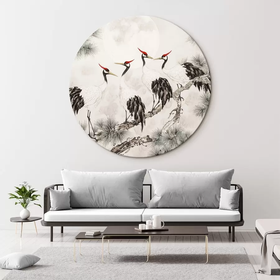  Peintures Art chinois avec grues et pins, style oriental, nature r44503