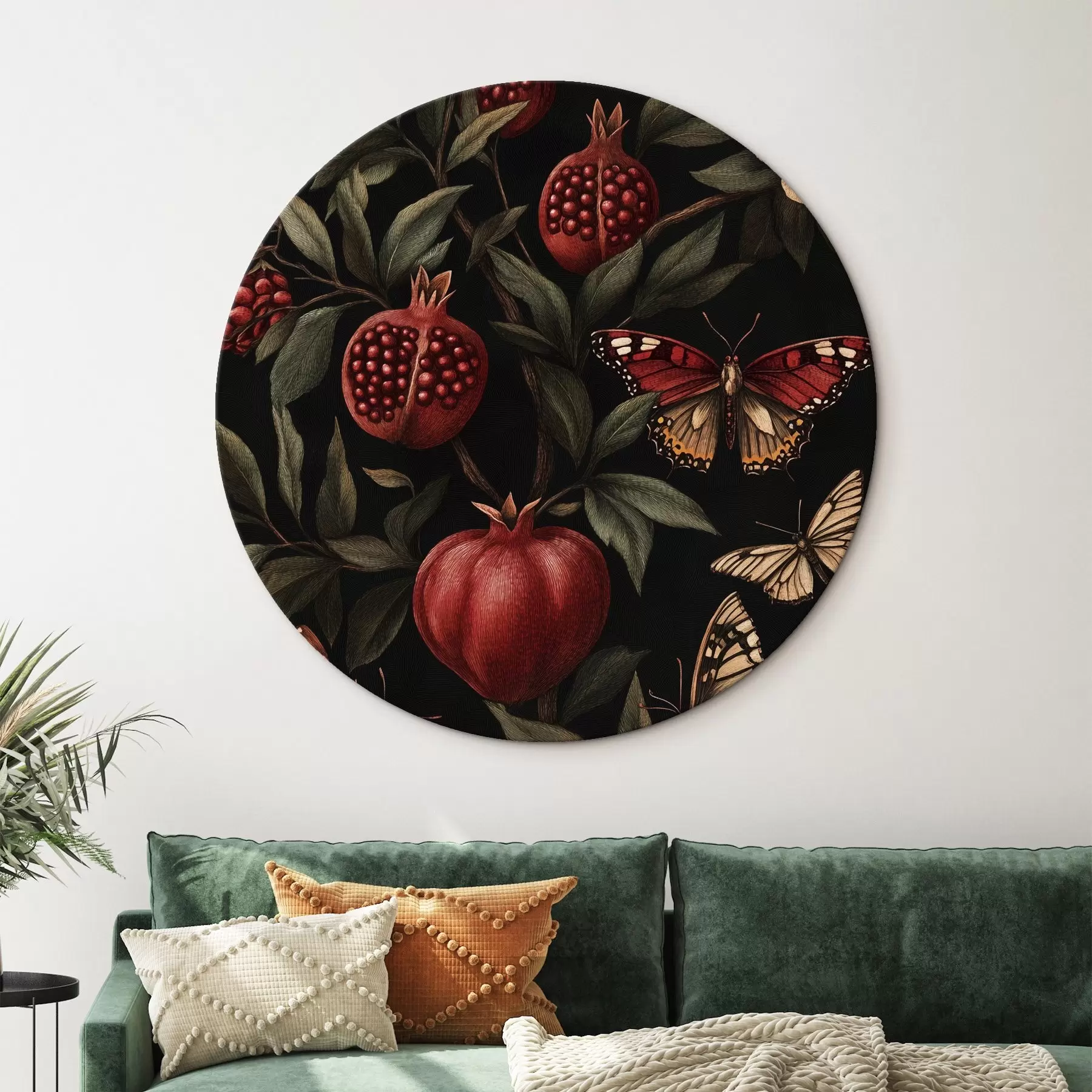 Fotobehang Botanische kunst met granaatappels en vlinders r44511