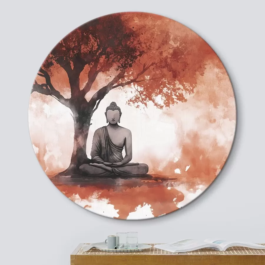  Peintures Bouddha assis sous l'arbre, méditation, spirituel, couleurs orange r44512