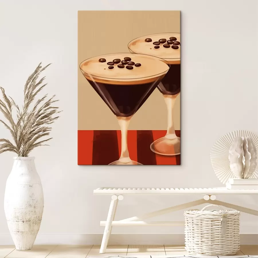  Peintures Deux cocktails avec des grains de café dans des verres en verre s44679