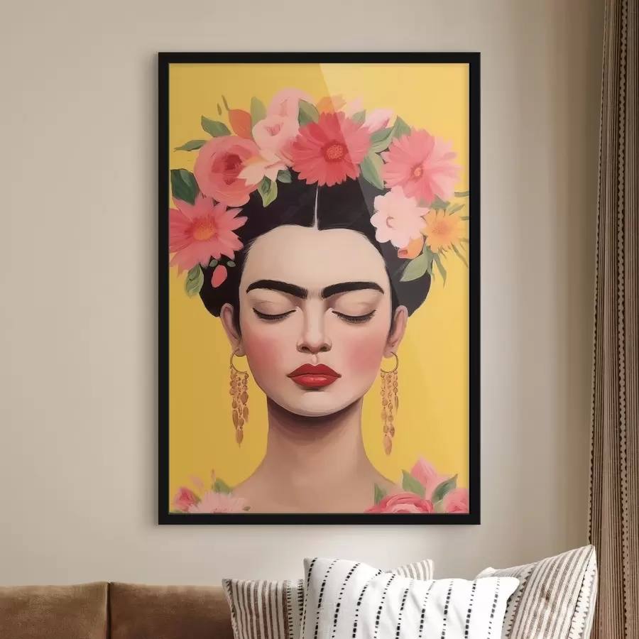 Fotobehang Vrouwenportret met bloemen in het haar f44680