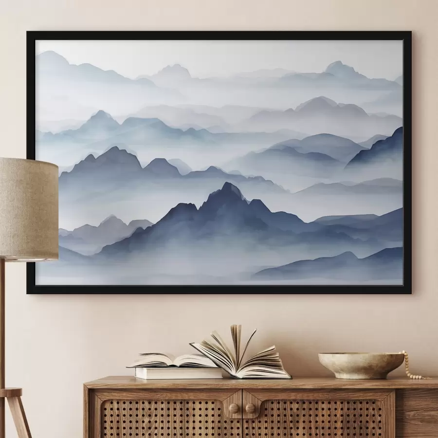 Fotobehang Bergen in blauw f44685