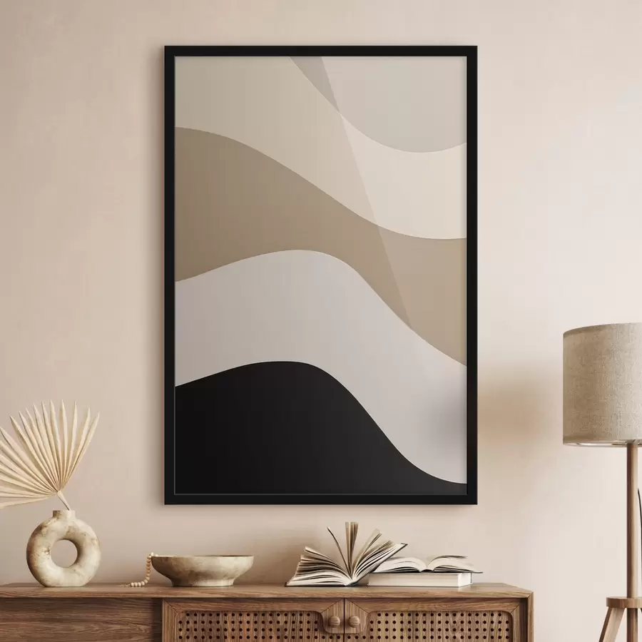 Papier peint photo Vagues abstraites en beige et noir f44687