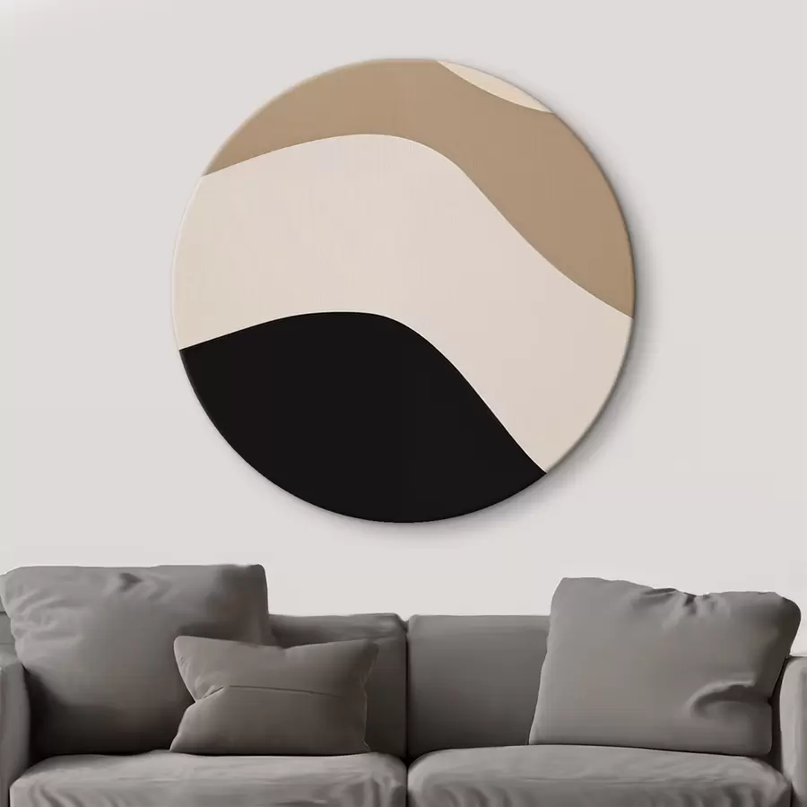  Peintures Vagues abstraites en beige et noir r44687