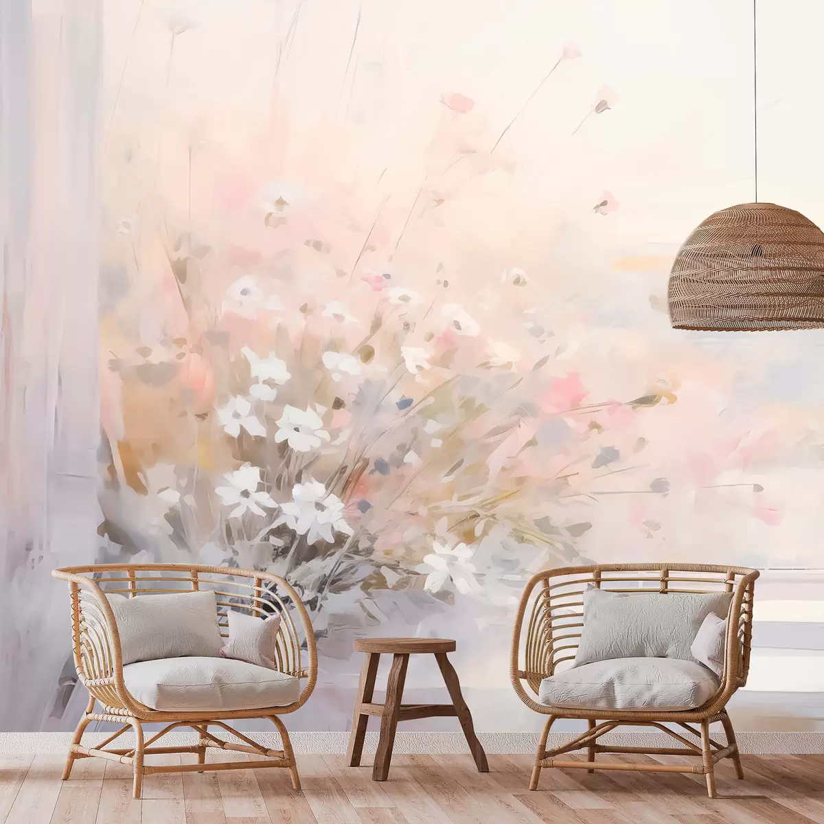Fotobehang Boeket bloemen bij het raam imitatie van schilderij w04101