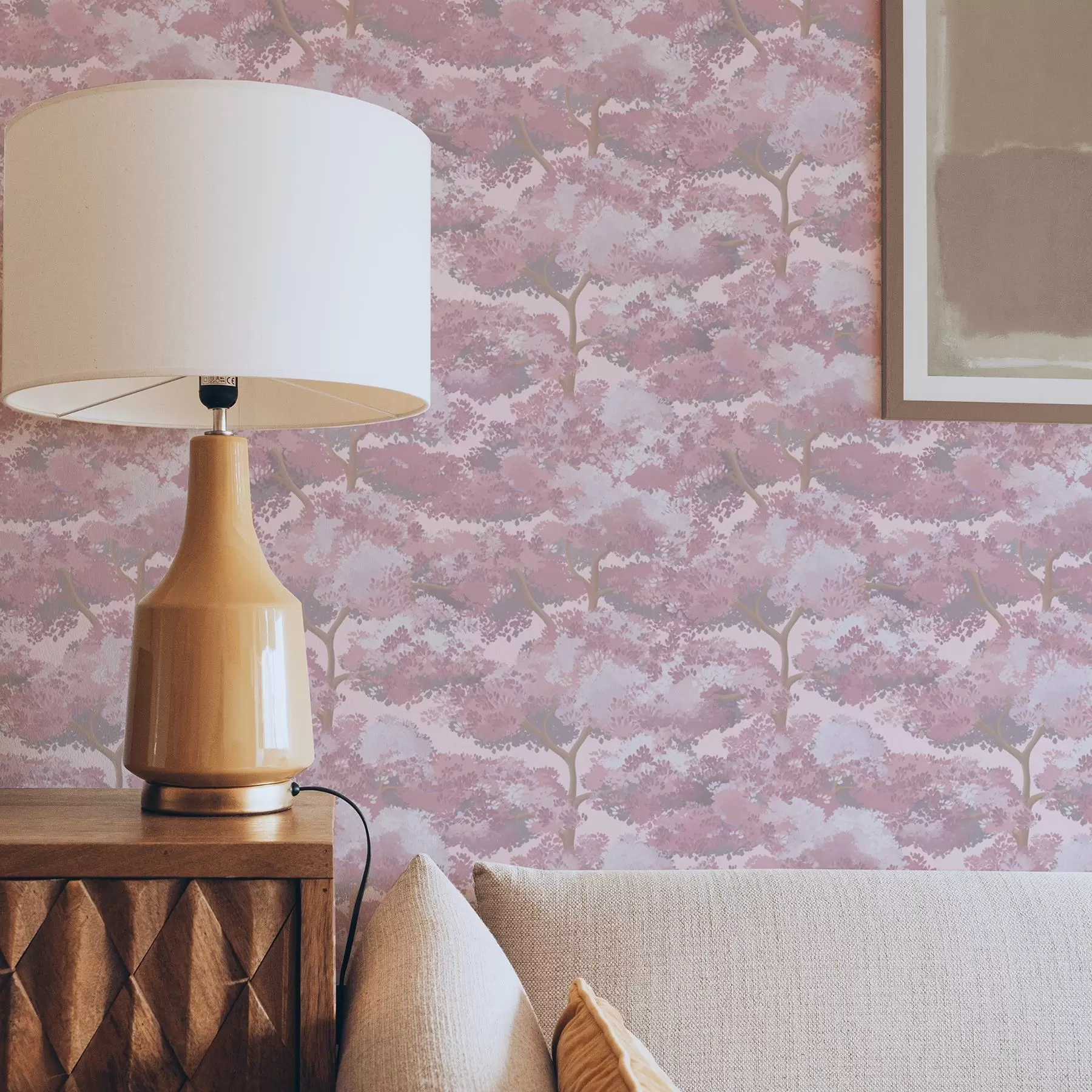 Fotobehang Diepblauw landschap met bomen in nachttinten a00170v4