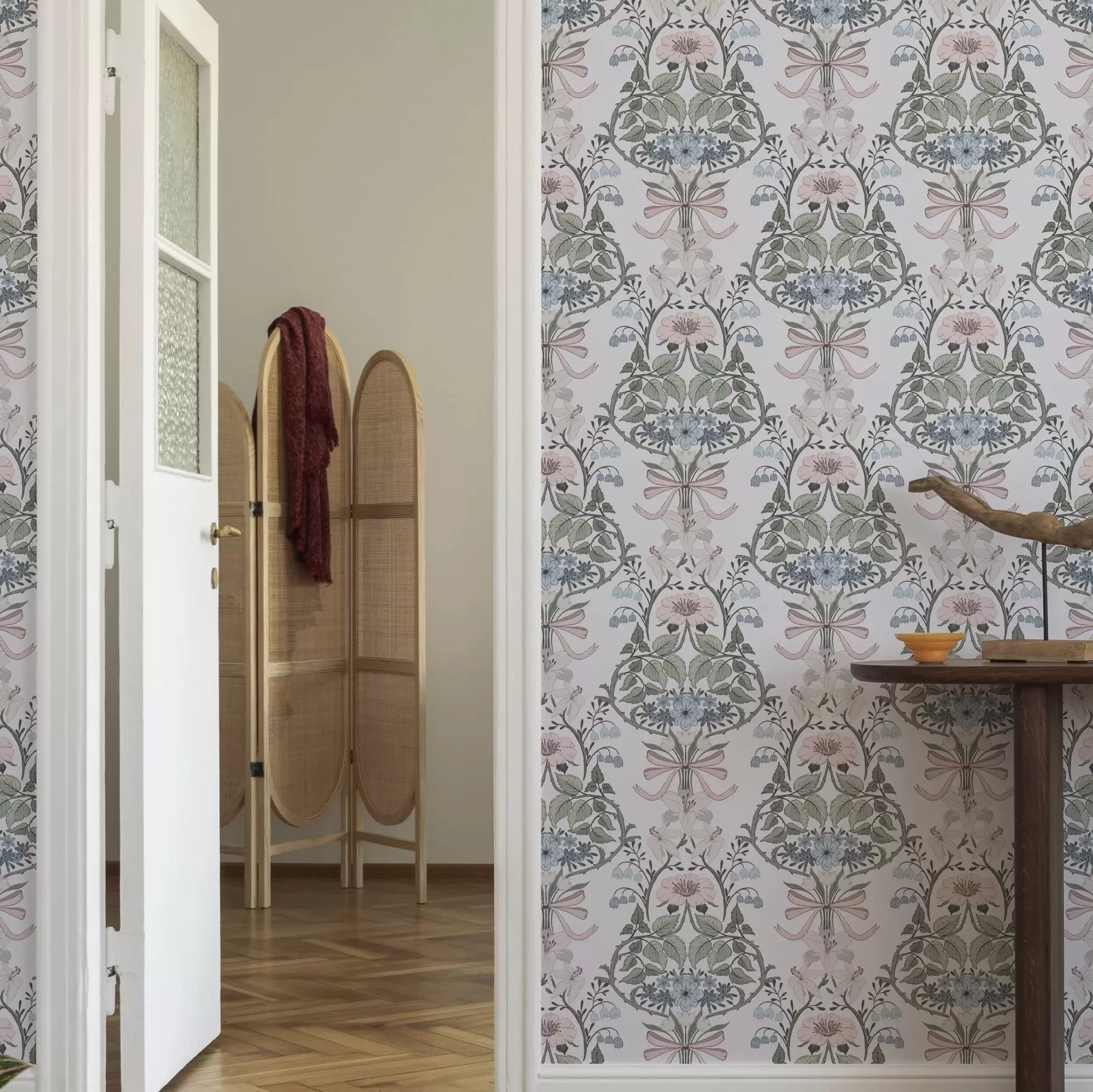 Fotobehang Retro bloemenpatroon met strikken en knoppen a00174