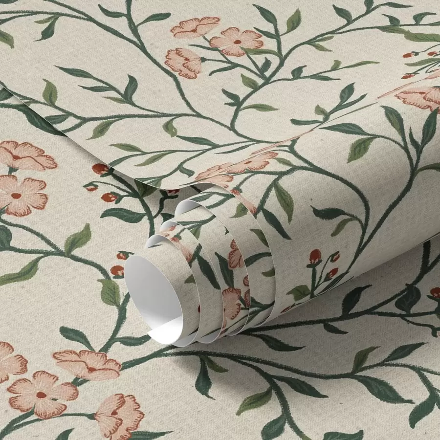 Papier peint photo Branches ajourées avec fleurs corail, motif floral a00221