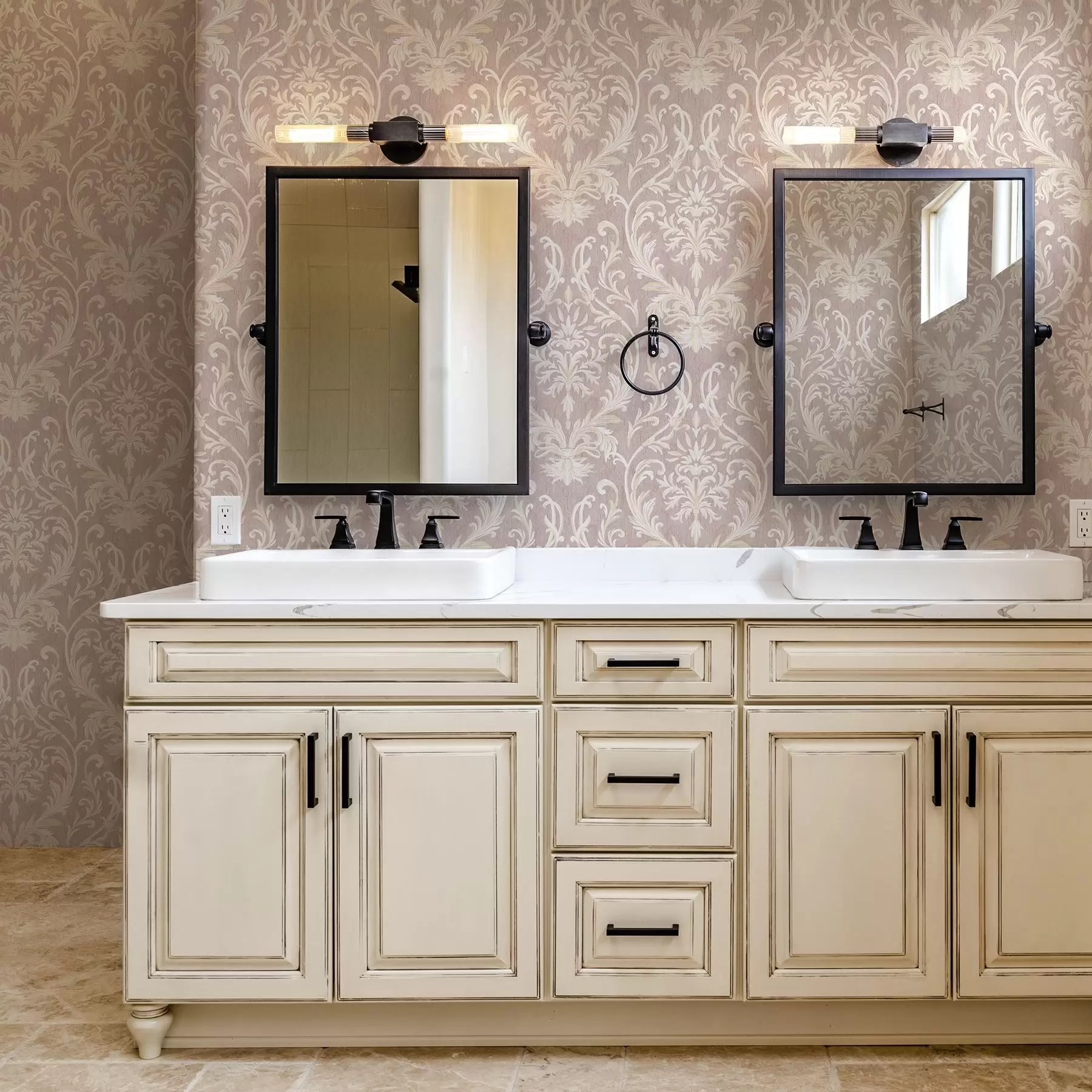 Fotobehang Klassiek damast op roze achtergrond, barok patroon a00227