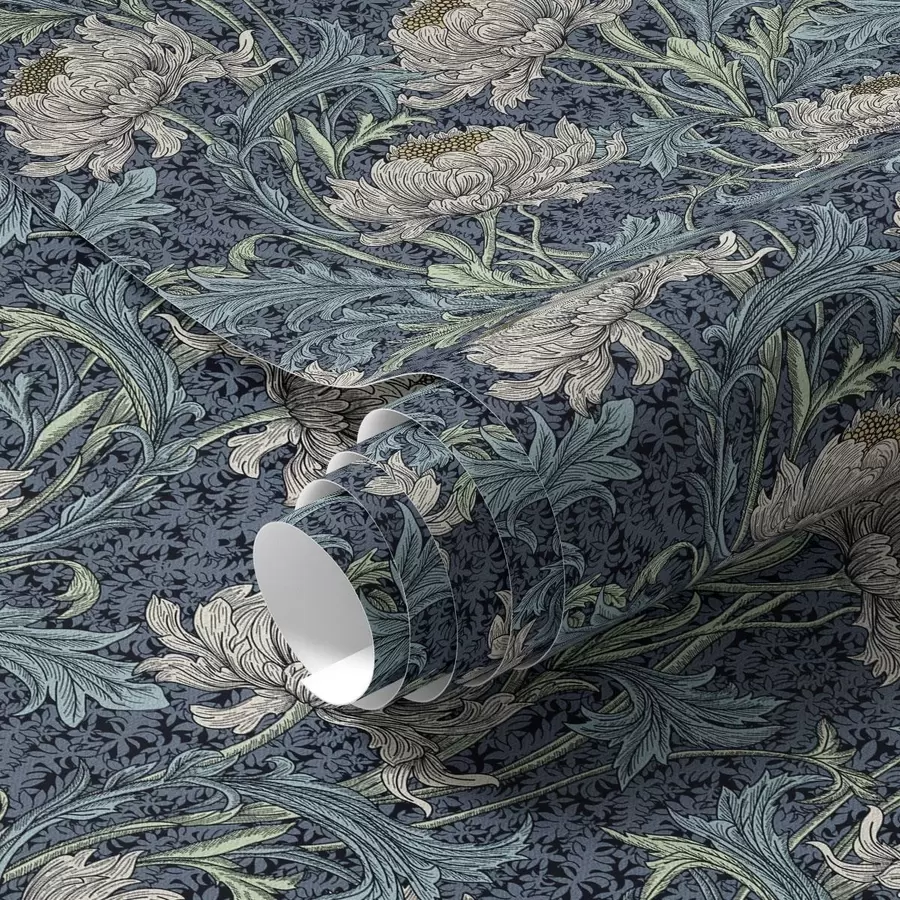 Papier peint photo Pivoines vintage sur fond sombre, style floral gothique a00233