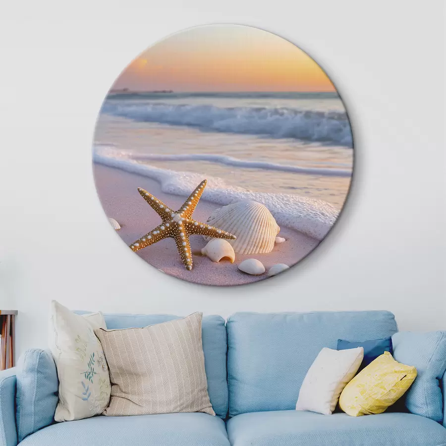  Peintures Côte maritime avec étoiles de mer, coquillages et vagues r44714