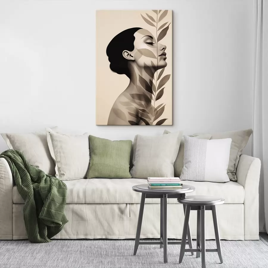  Schilderijen Vrouwelijk profiel met bloemenpatroon s44725