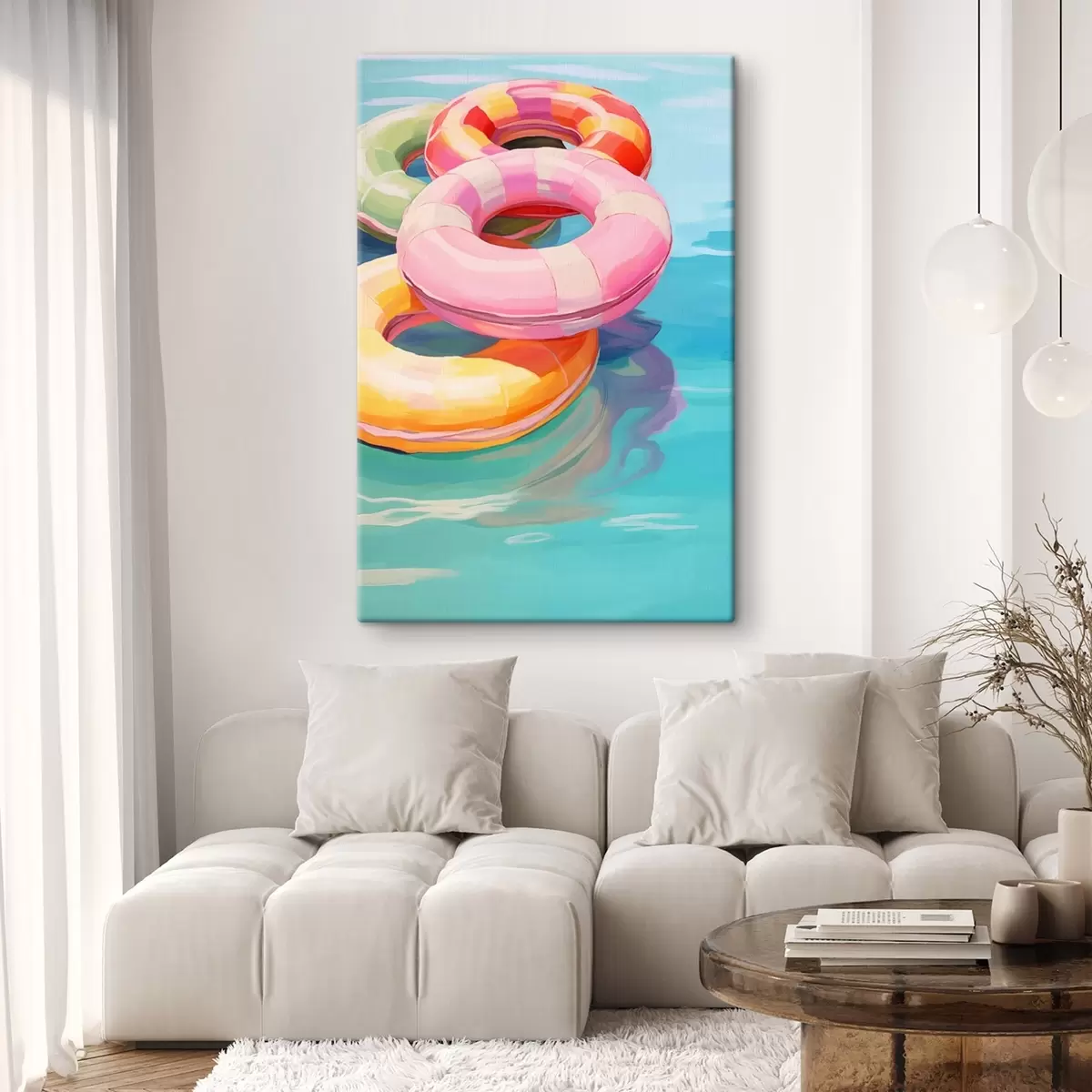  Schilderijen Opblaasbare cirkels in het water s44726