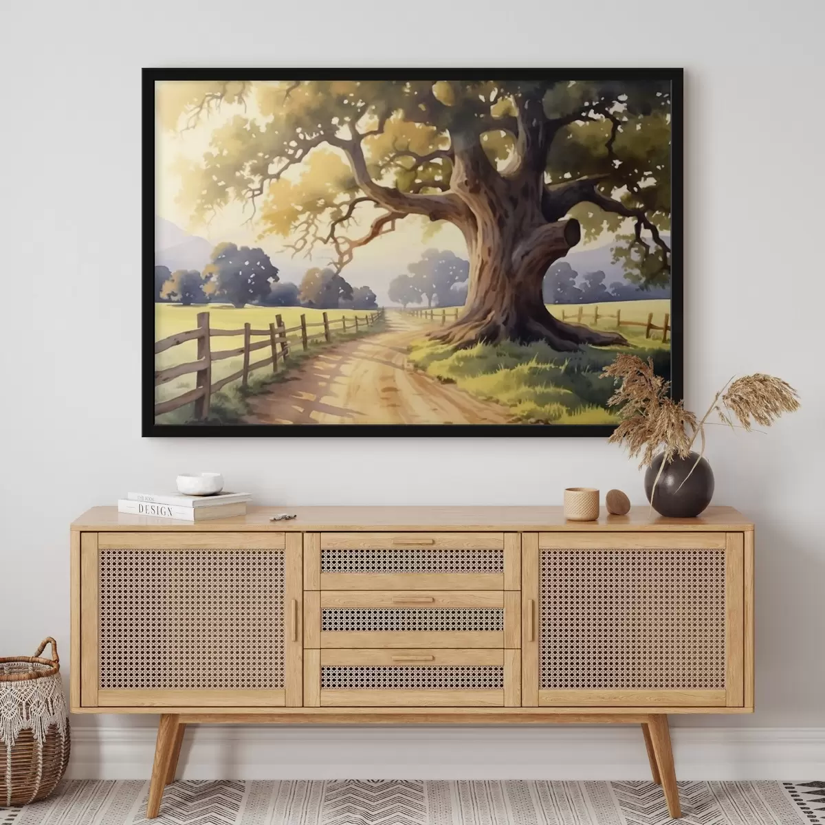 Poster een steegje op een landweg f44733