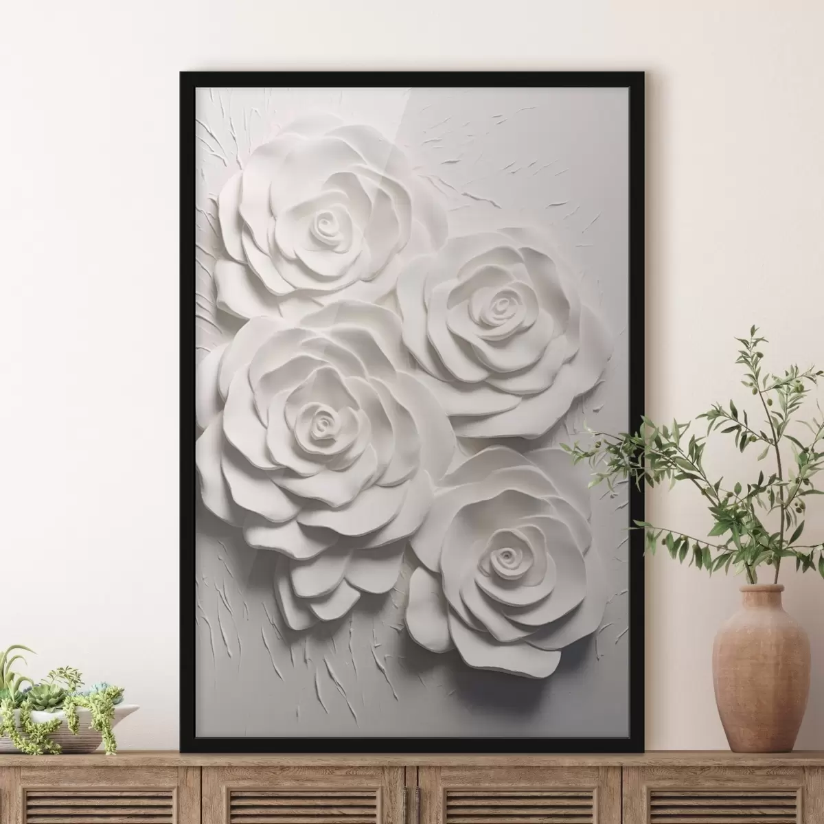 Poster witte rozen f44738