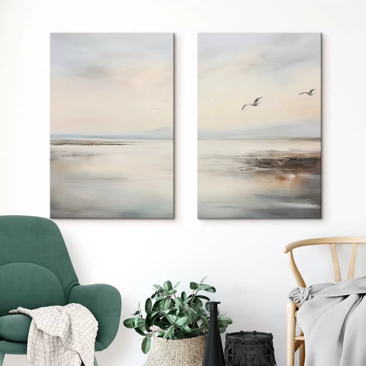  Peintures Mouettes sur la plage m00463