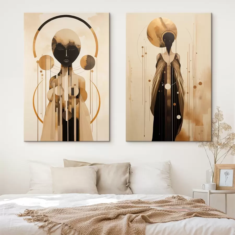  Peintures Figures dans un style abstrait moderne avec des cercles m00464