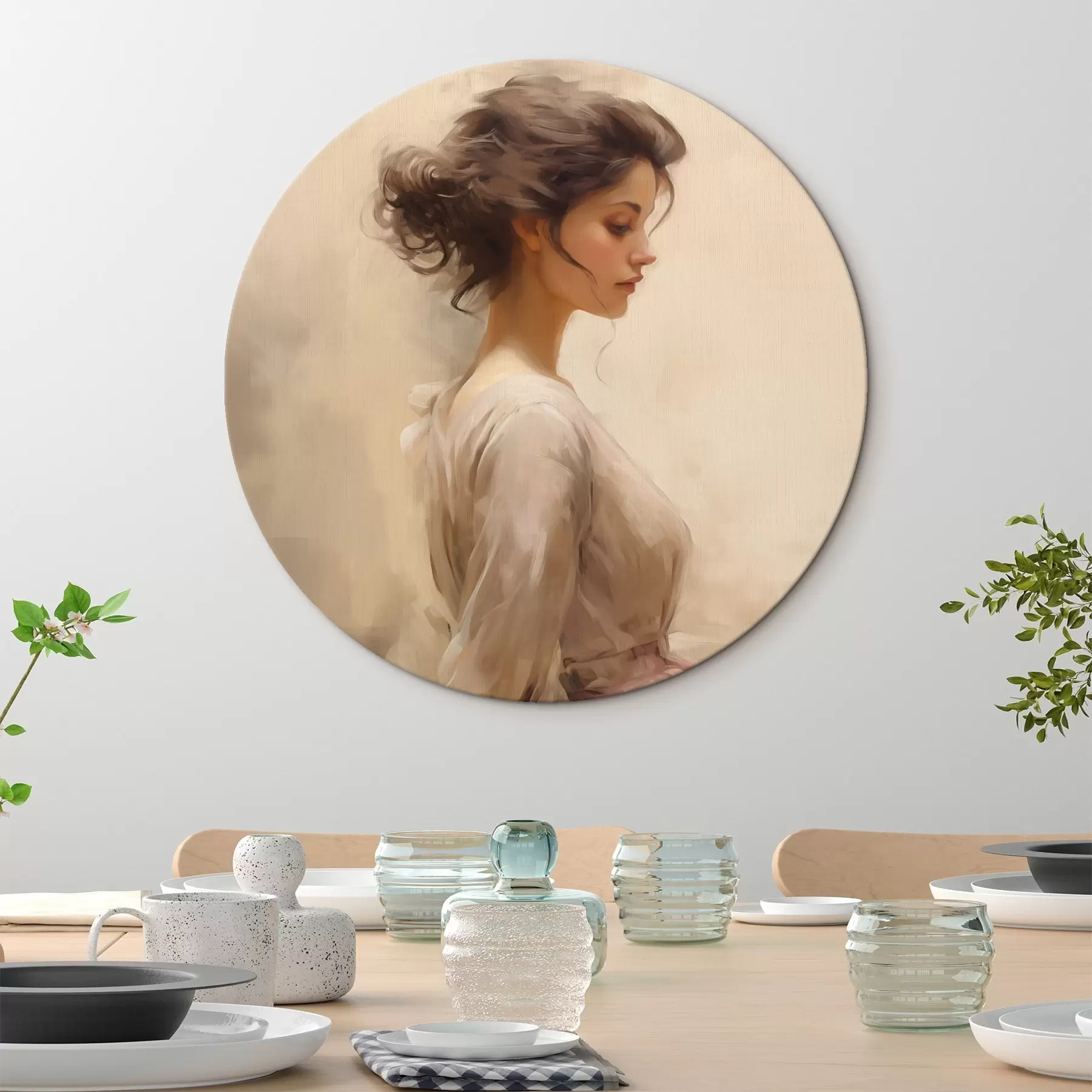  Peintures Douceur d'une femme sur un fond clair r44752