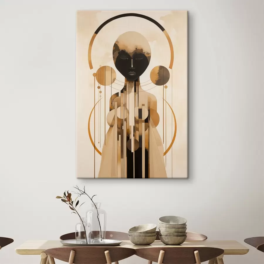  Peintures Figure avec des cercles dans la palette beige et marron s44747