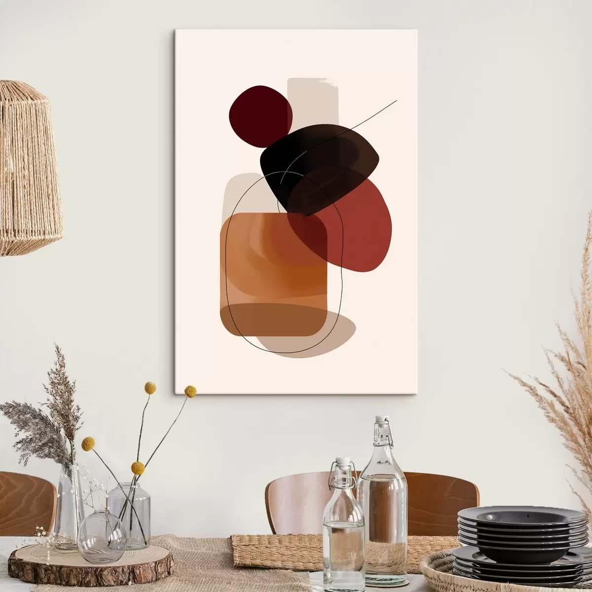  Schilderijen Compositie in wijn en bruin palet s44758