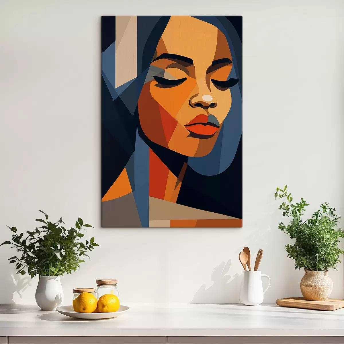  Peintures Portrait graphique avec les yeux fermés s44760