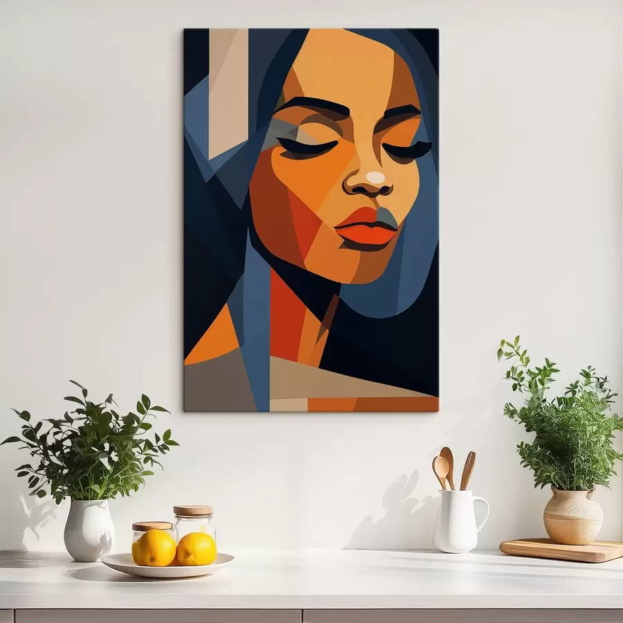  Schilderijen Grafisch portret met gesloten ogen s44760