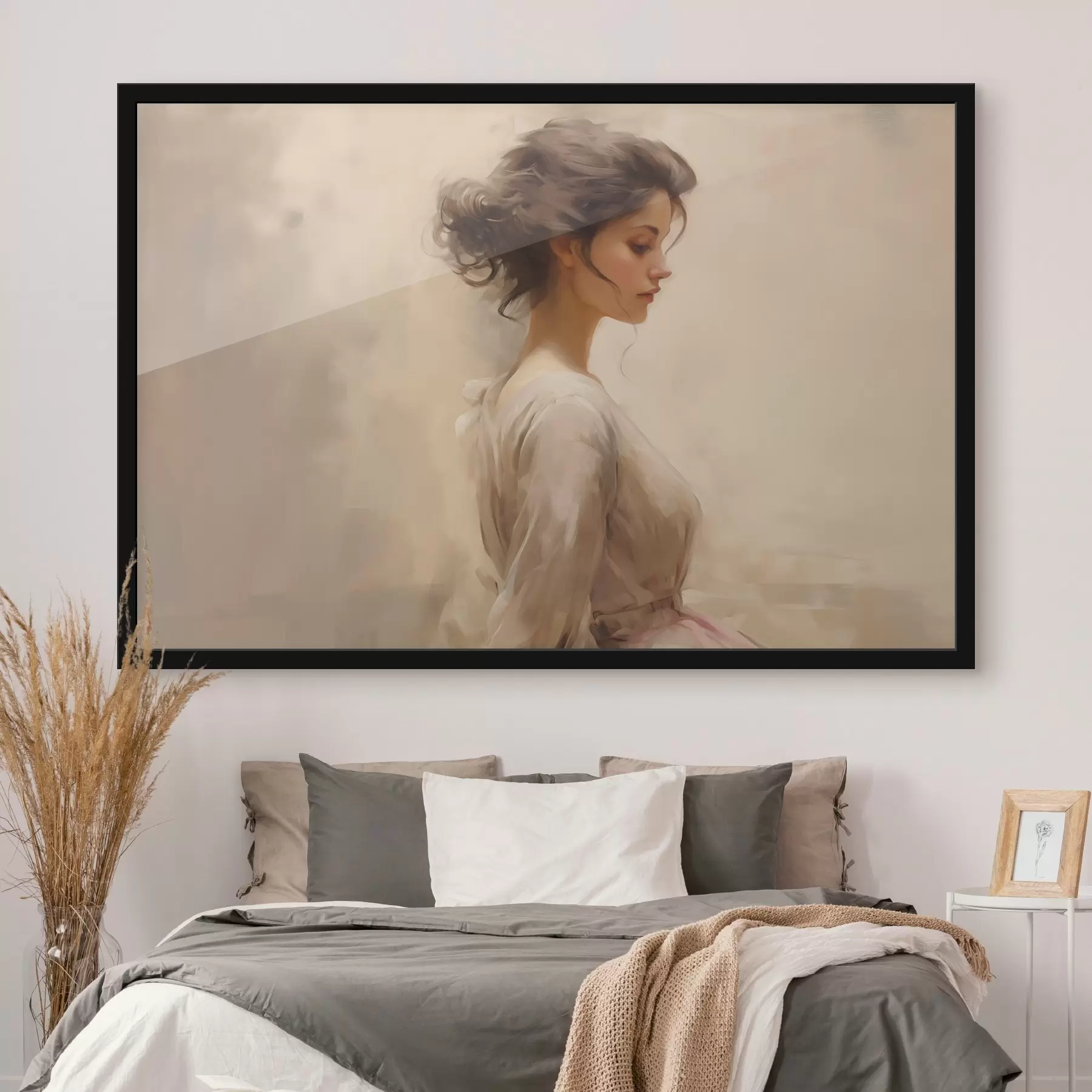 Fotobehang Zacht vrouwelijk figuur op een lichte achtergrond f44752