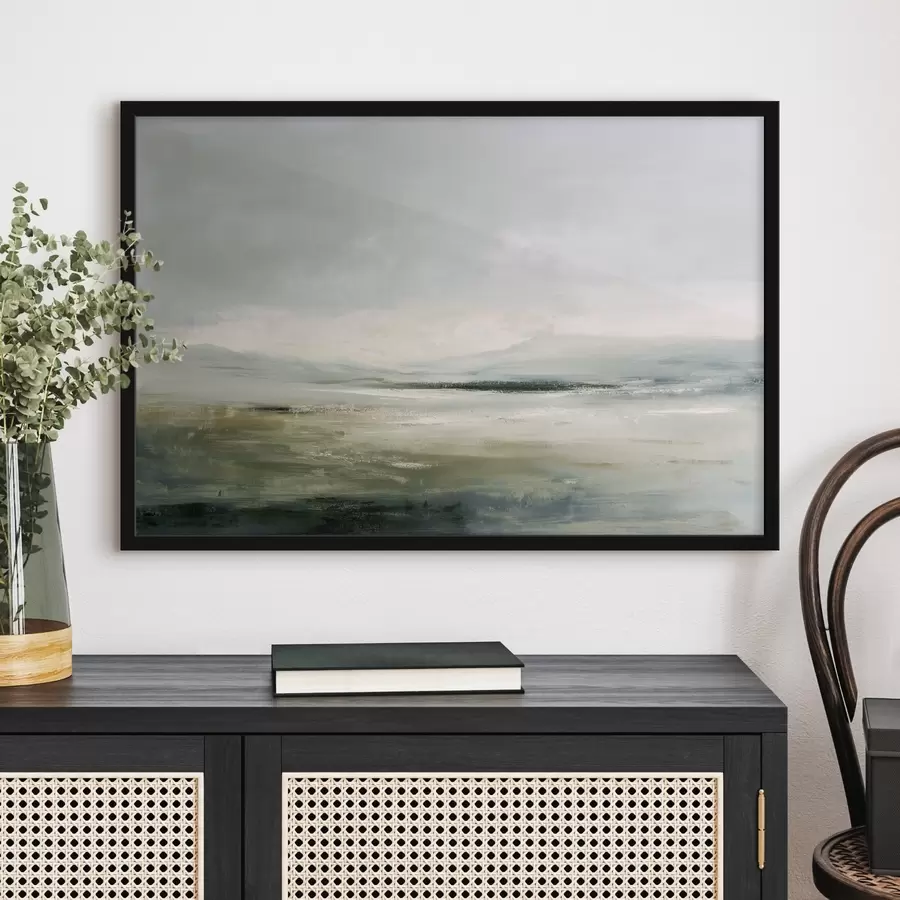Fotobehang Minimalistisch landschap met mist f44756