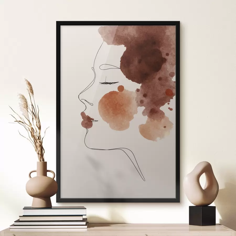 Fotobehang Gezicht in lijnen en bruintinten f44757