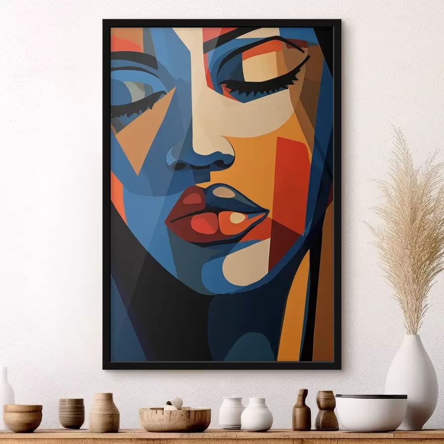 Fotobehang Portret in pop-artstijl met grafische accenten f44759