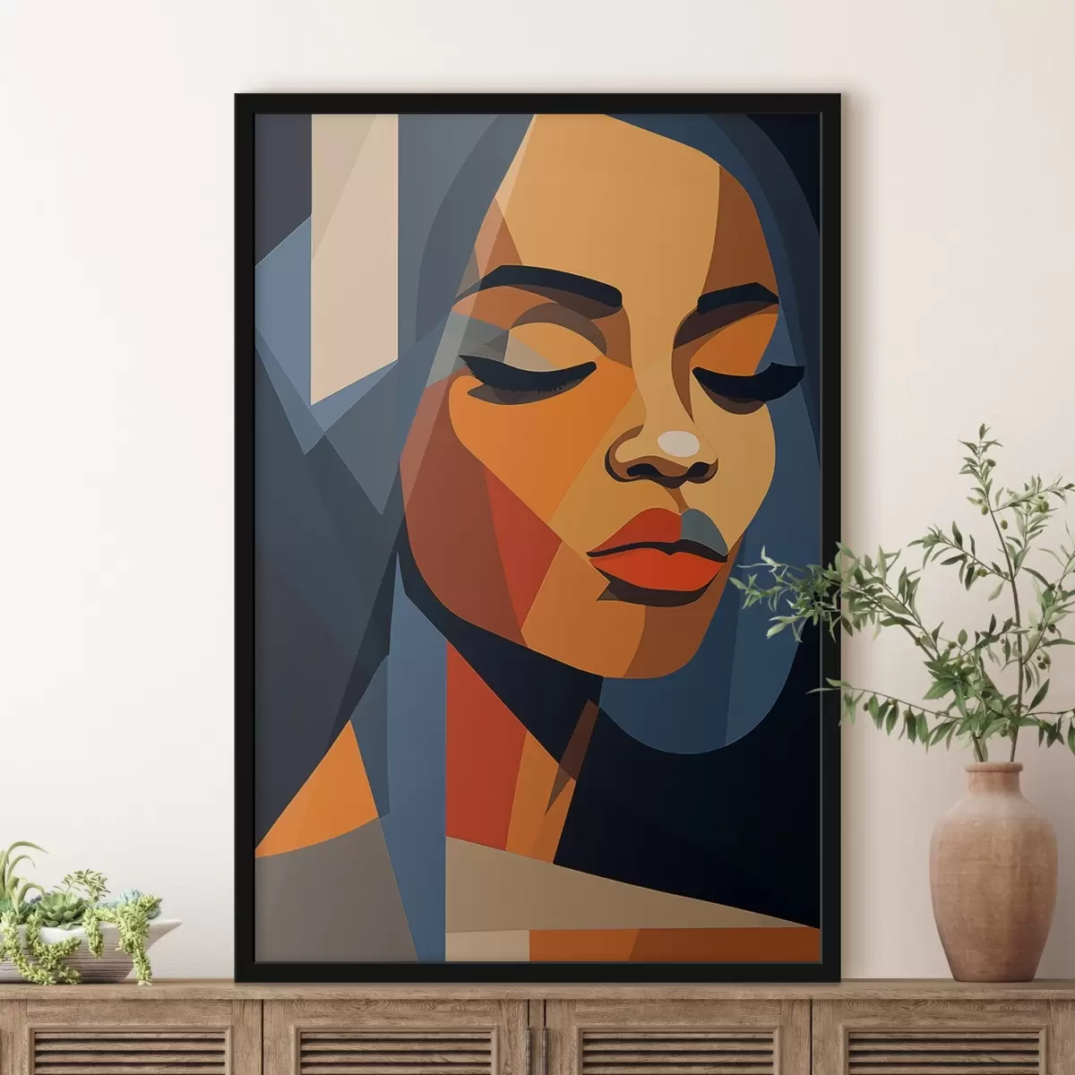 Affiche Portrait graphique avec les yeux fermés f44760