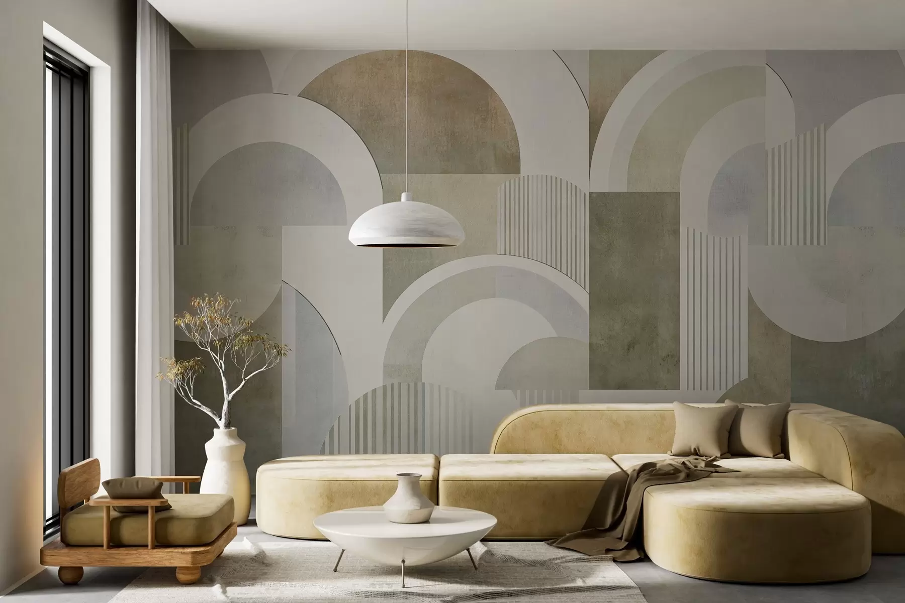 Fotobehang Abstracte geometrie in art-decostijl met retro-effect w04079